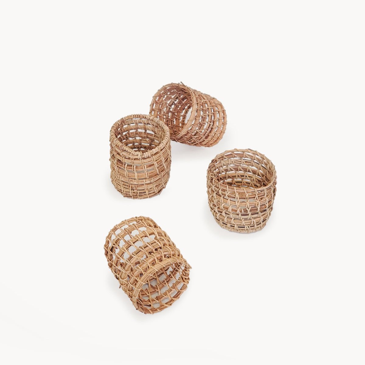 Woven Palm Fiber Napkin Ring - Natural (Set of 4)-0