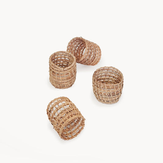 Woven Palm Fiber Napkin Ring - Natural (Set of 4)-0