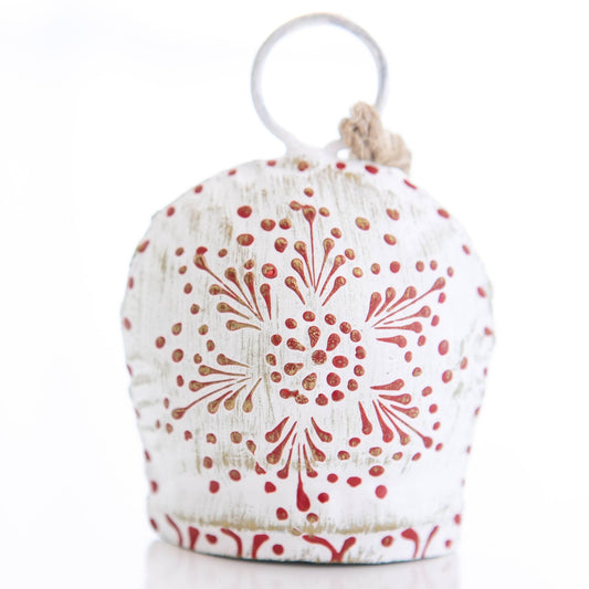 Hand Painted White Rimmed Christmas Bell