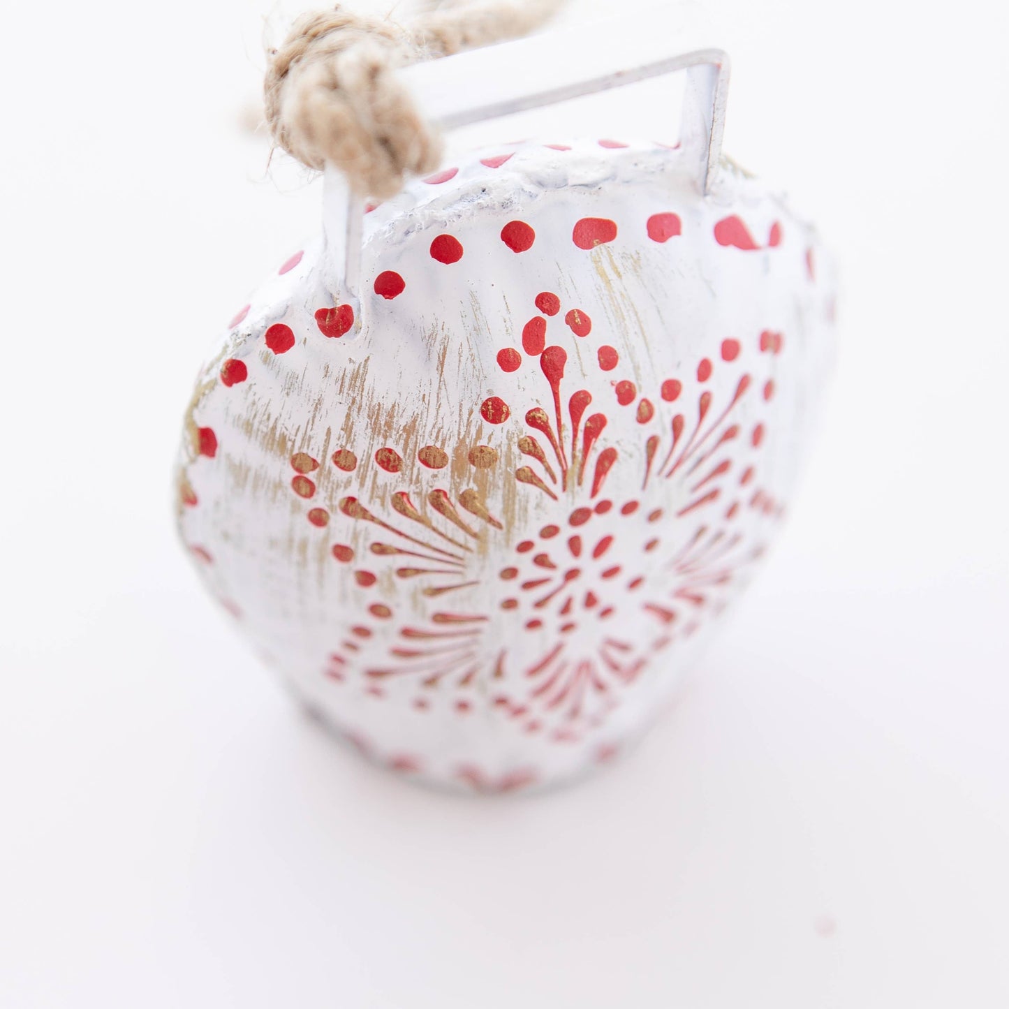 Holiday Hand Painted White Cow Bell