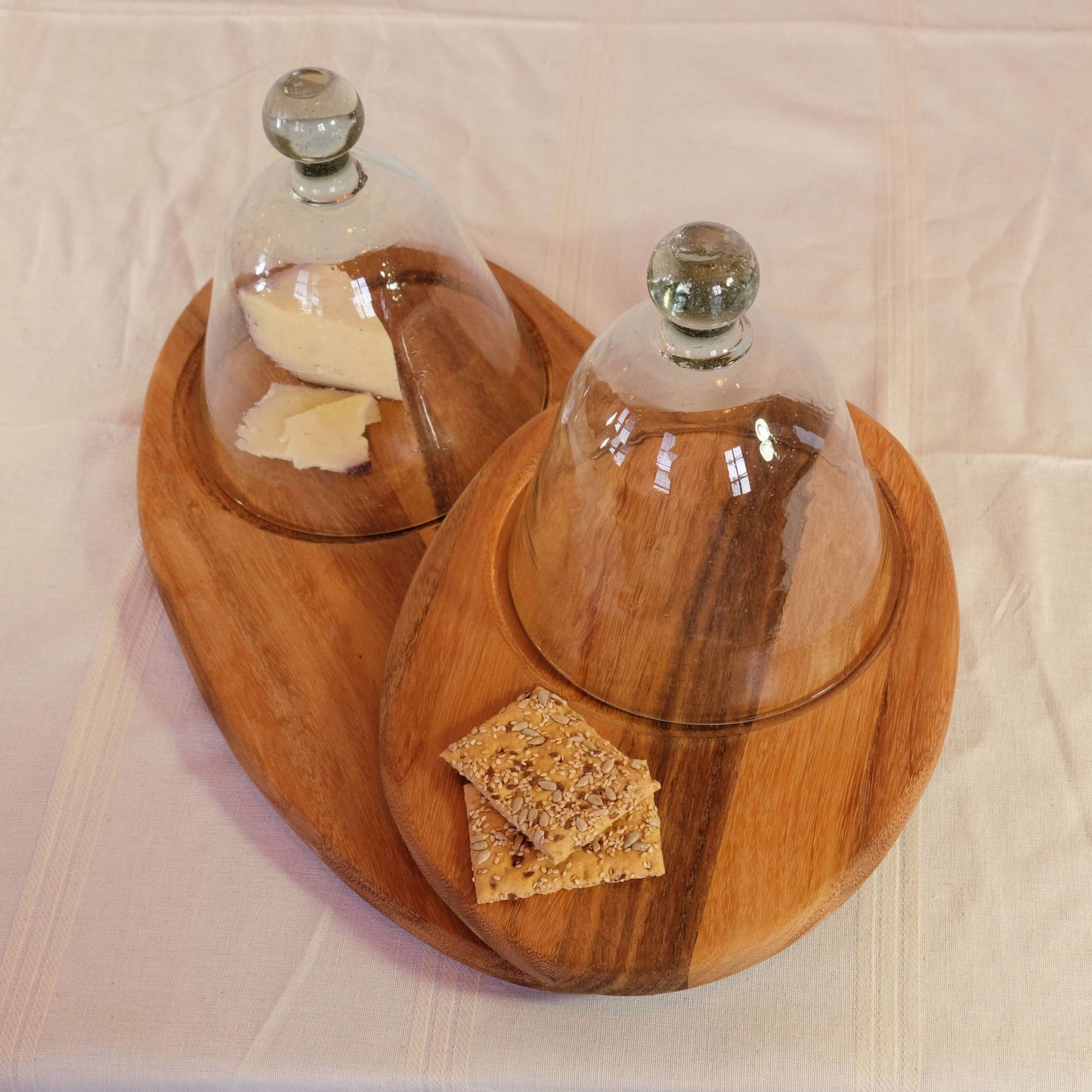 Long Oval Wood Cheese Board with Dome