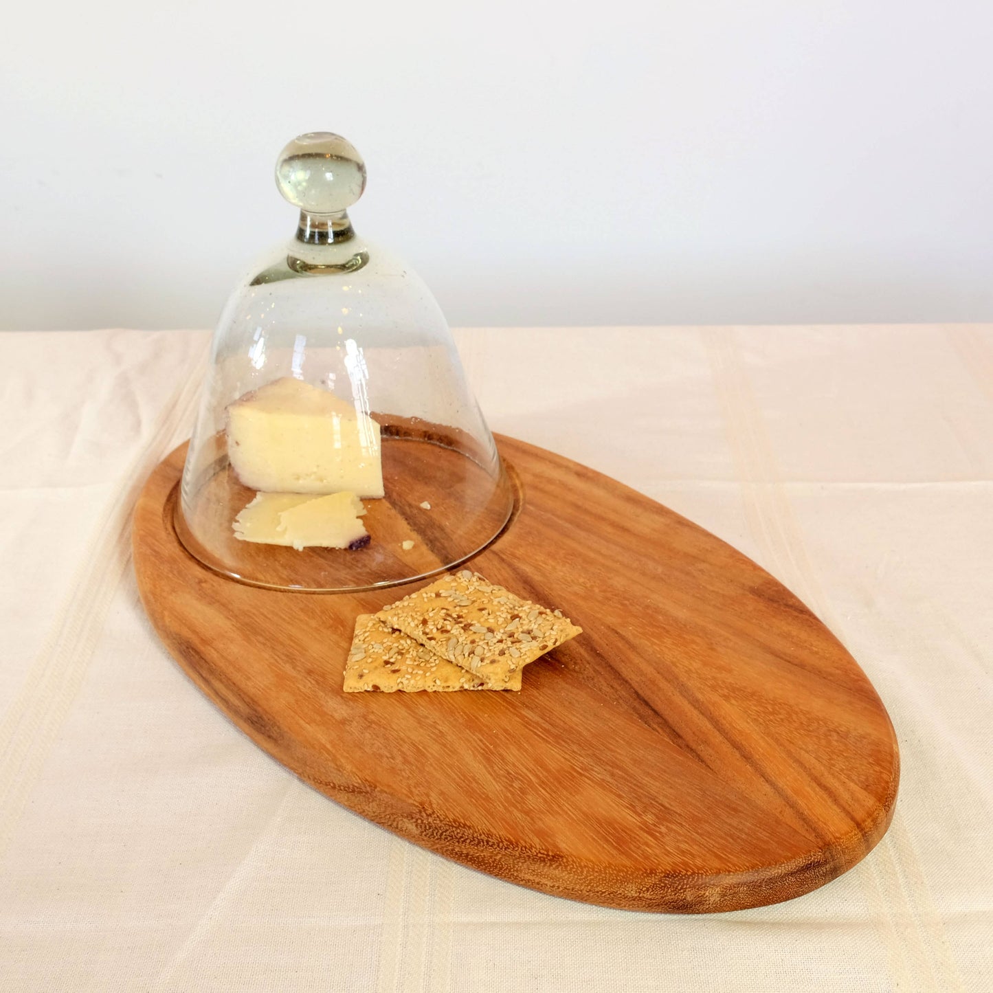 Long Oval Wood Cheese Board with Dome