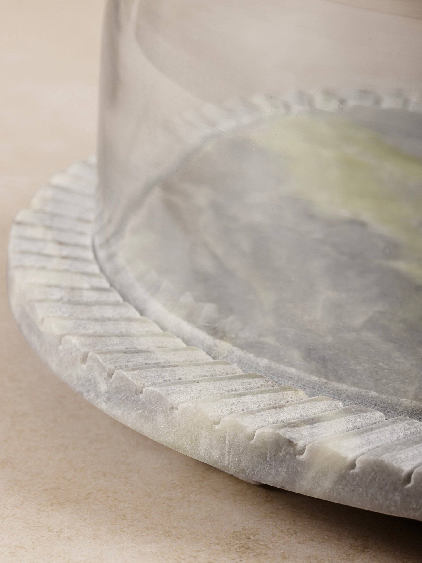Green Onyx Serving Board with Glass Cloche