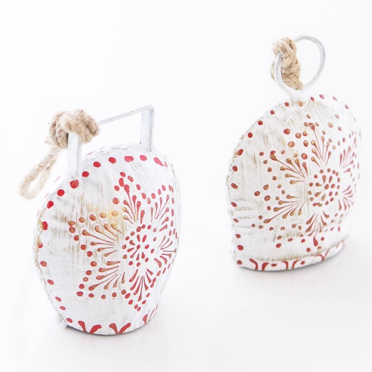 Holiday Hand Painted White Cow Bell