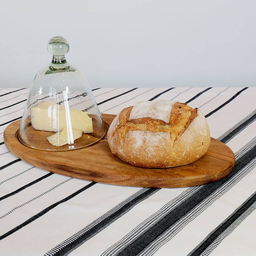 Long Oval Wood Cheese Board with Dome