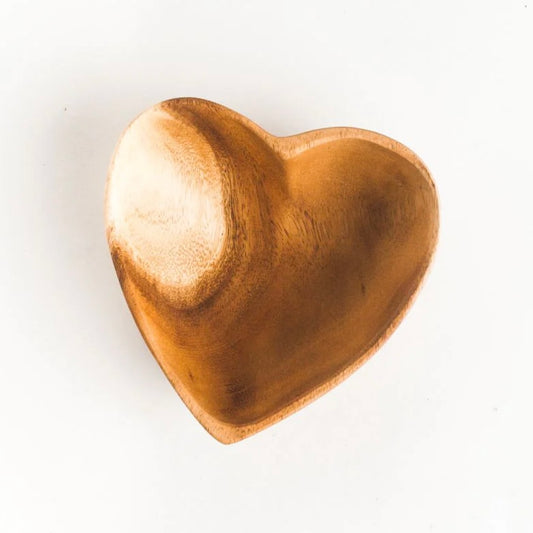 Acacia wood 6” heart bowl