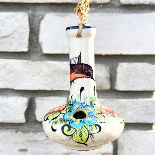 Hand-Painted Ceramic Hummingbird Feeder