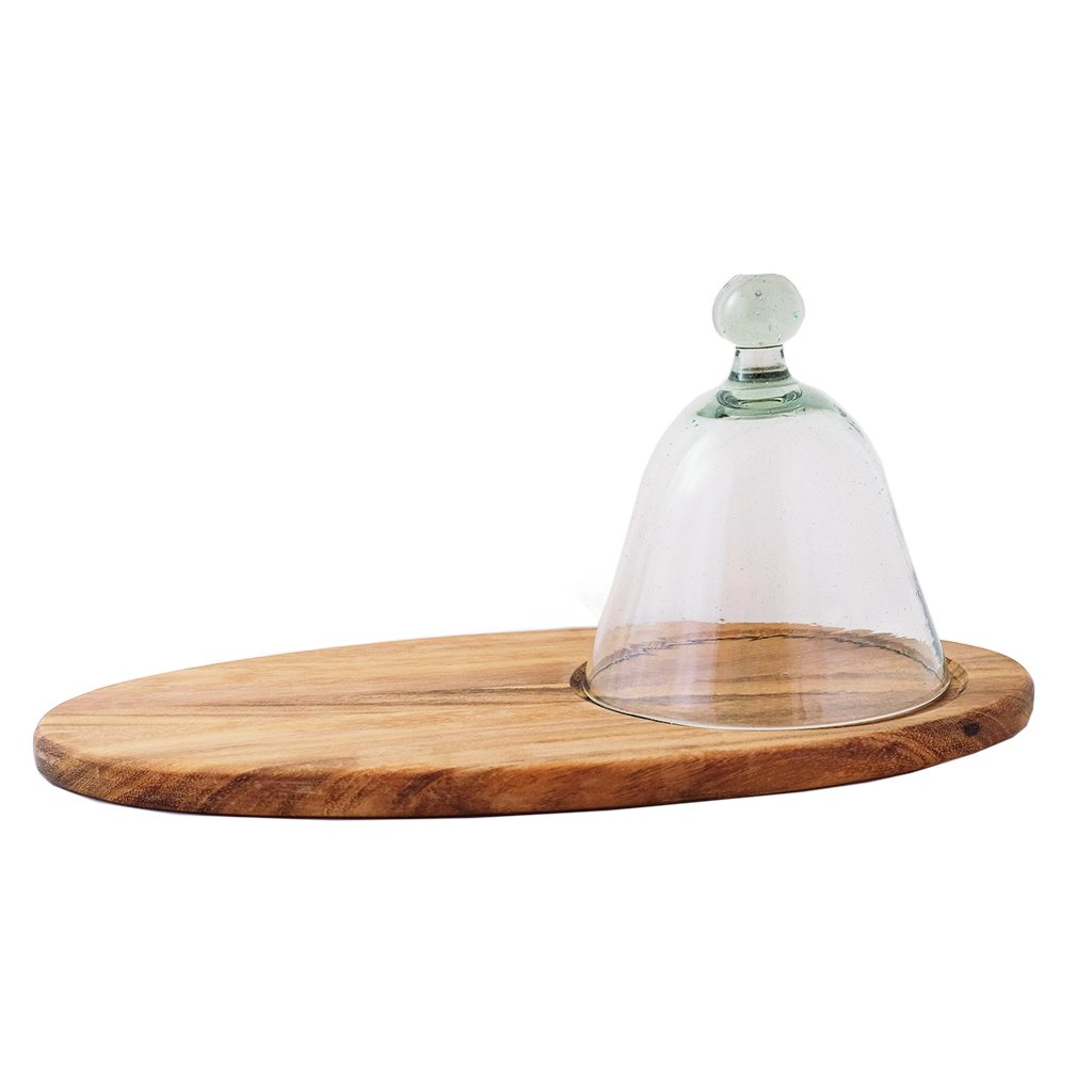 Long Oval Wood Cheese Board with Dome