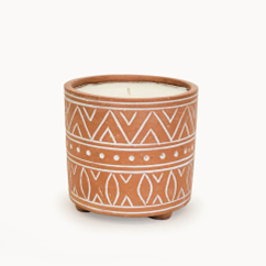 Hand Etched Terracotta Citronella Candle Pot