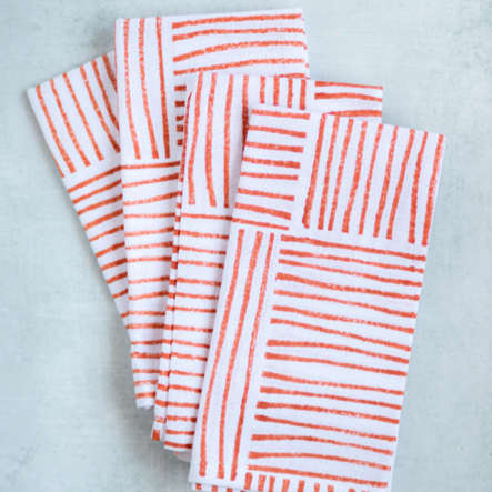 Dinner Napkins (set of 4) - Striped, Peach