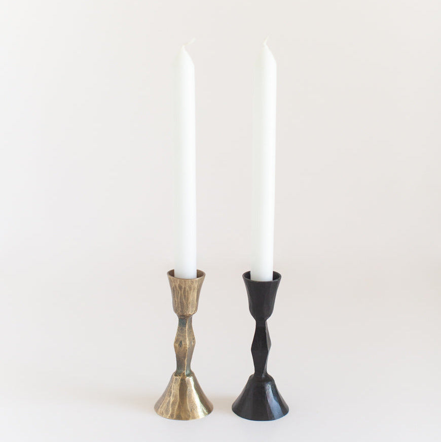 Low Diamond Hand-Forged Iron Candle Stand-4
