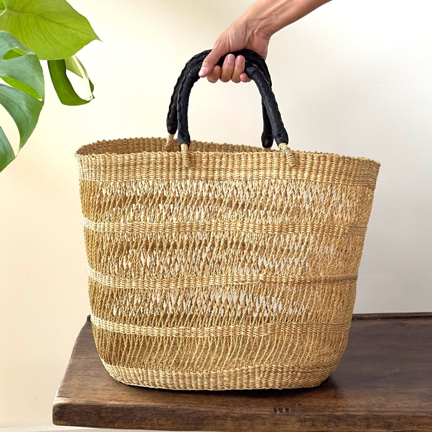 Handwoven African Market Tote Bag – Natural-3