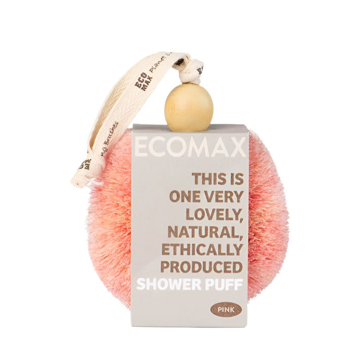 Natural ethically produced pink shower puff