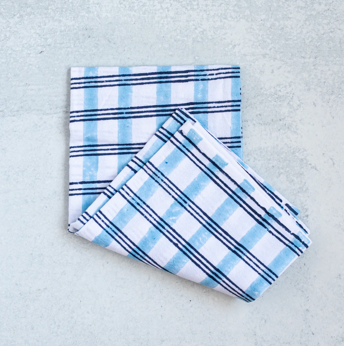 Tea Towel - Plaid, Navy & Uniform Blue