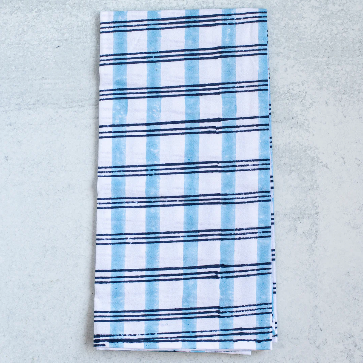 Tea Towel - Plaid, Navy & Uniform Blue