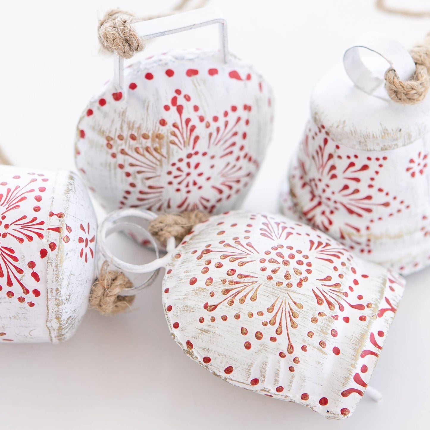 Holiday Hand Painted White Cow Bell