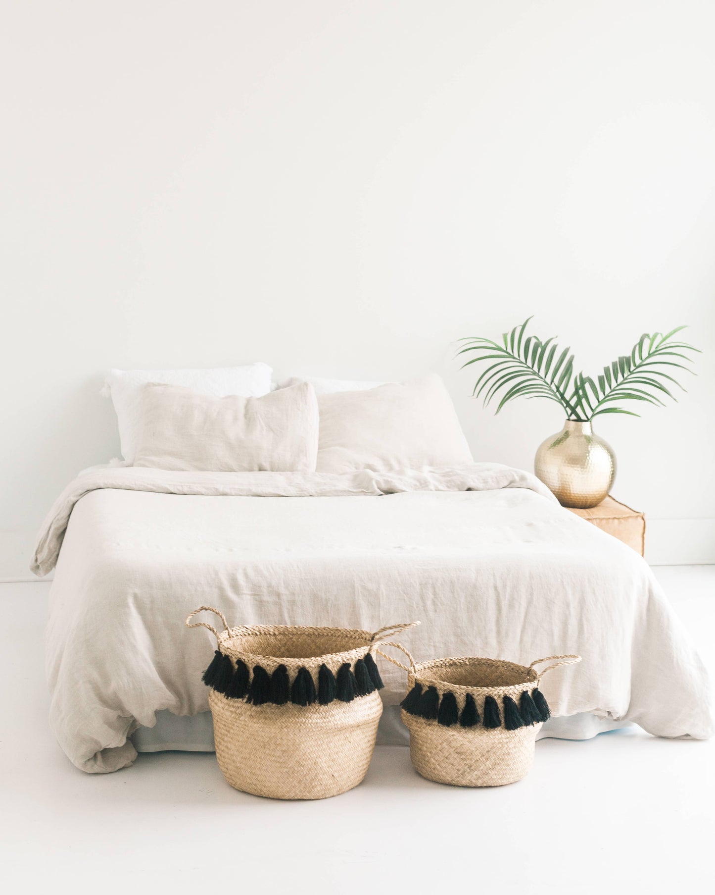 Black Tasseled Belly Baskets