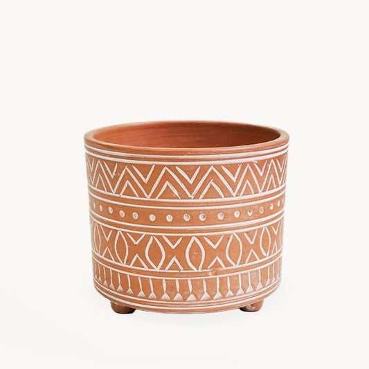 Hand Etched Terracotta Pot - Small