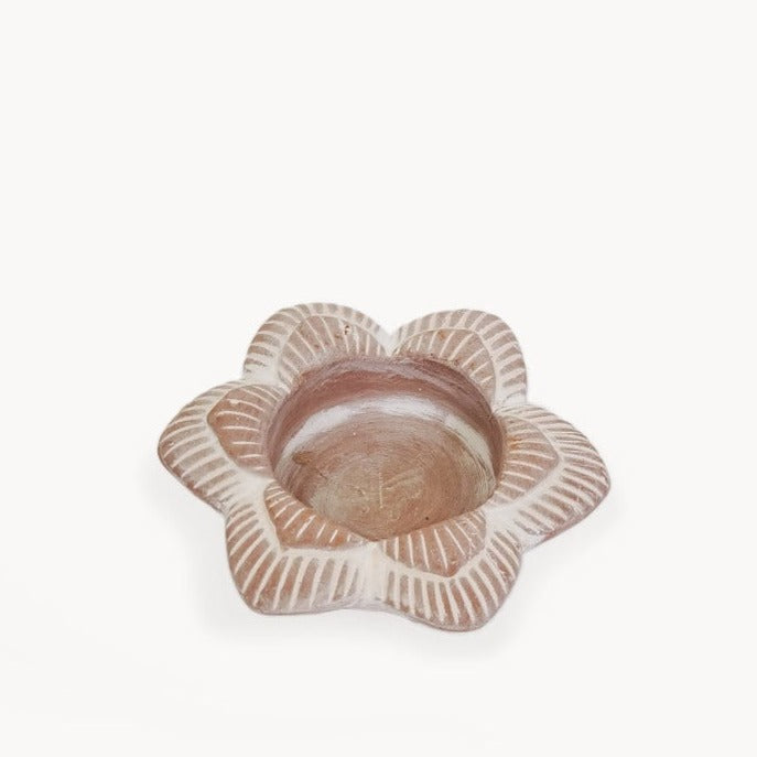 Terracotta Tea Light Candle Holder - Flower-0