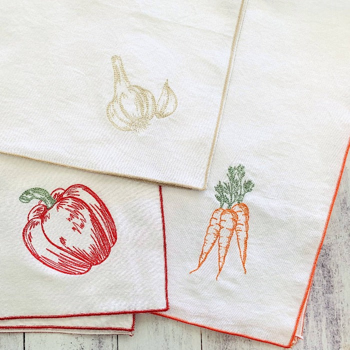 Vegetable Flour Sack Towels, set of three
