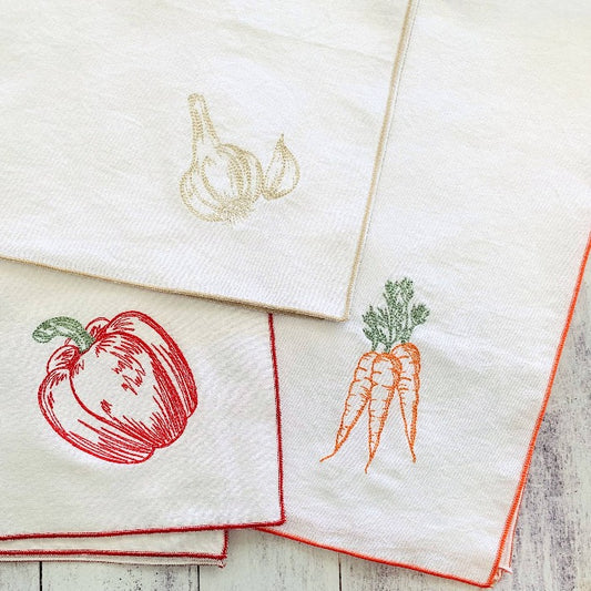 Vegetable Flour Sack Towels, set of three