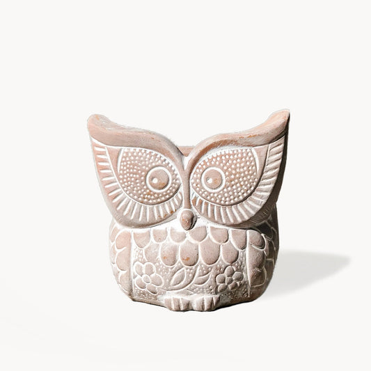 Terracotta Pot - Big Eye Owl-0