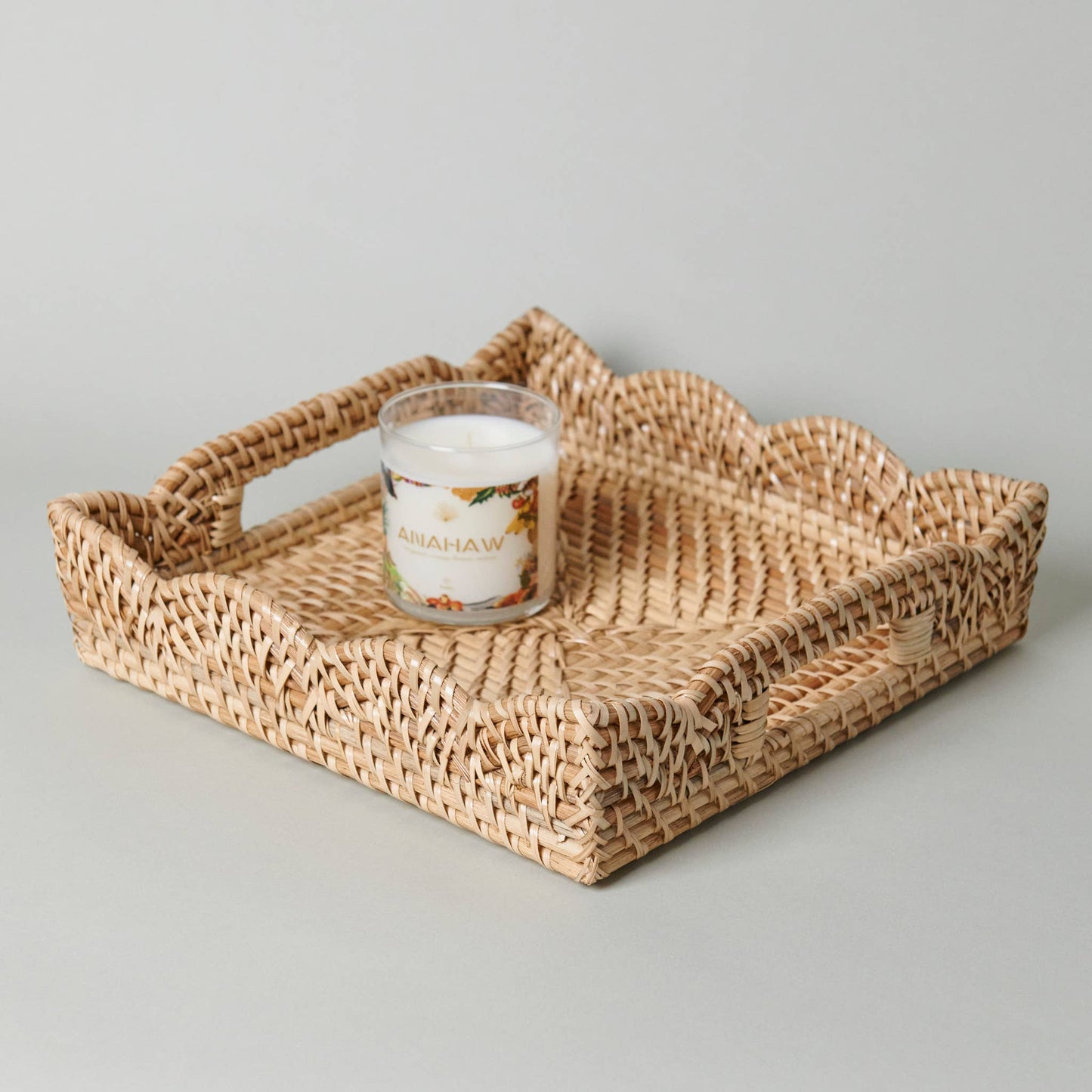 Mariposa Woven Scalloped Rattan Tray