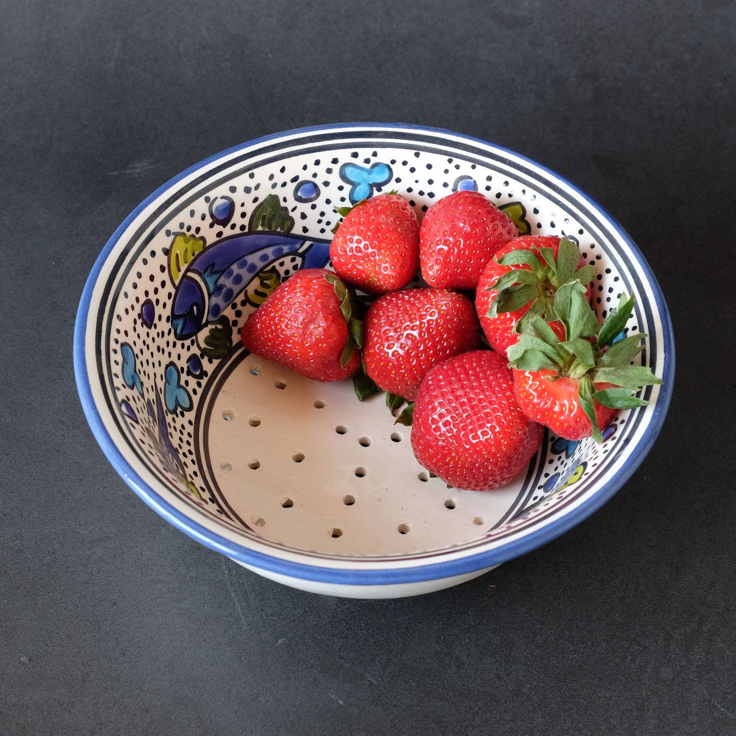 Blue Fish Ceramic Berry Bowl