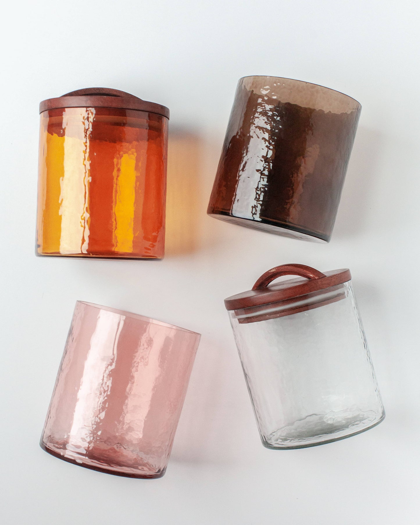 Handblown Hammered Glass Canisters: Small / Blush