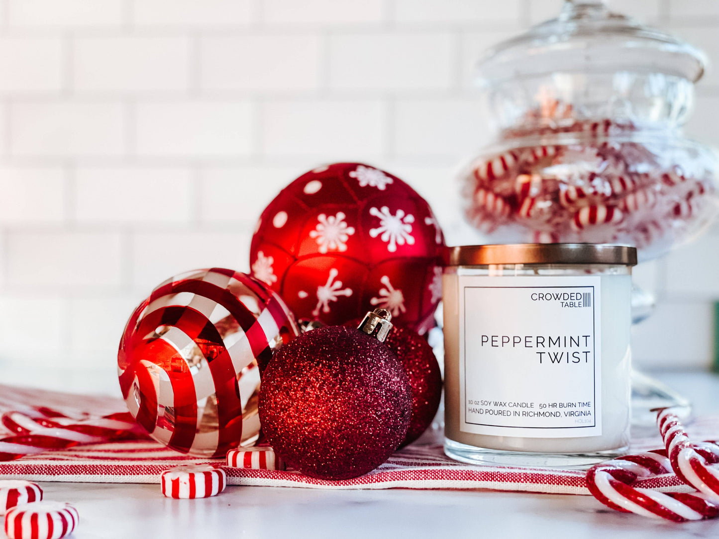 Peppermint Twist 10 oz. Pure Soy Wax Candle: 10 oz. Pure Soy Wax Candle