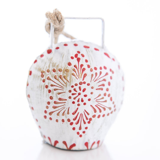 Holiday Hand Painted White Cow Bell