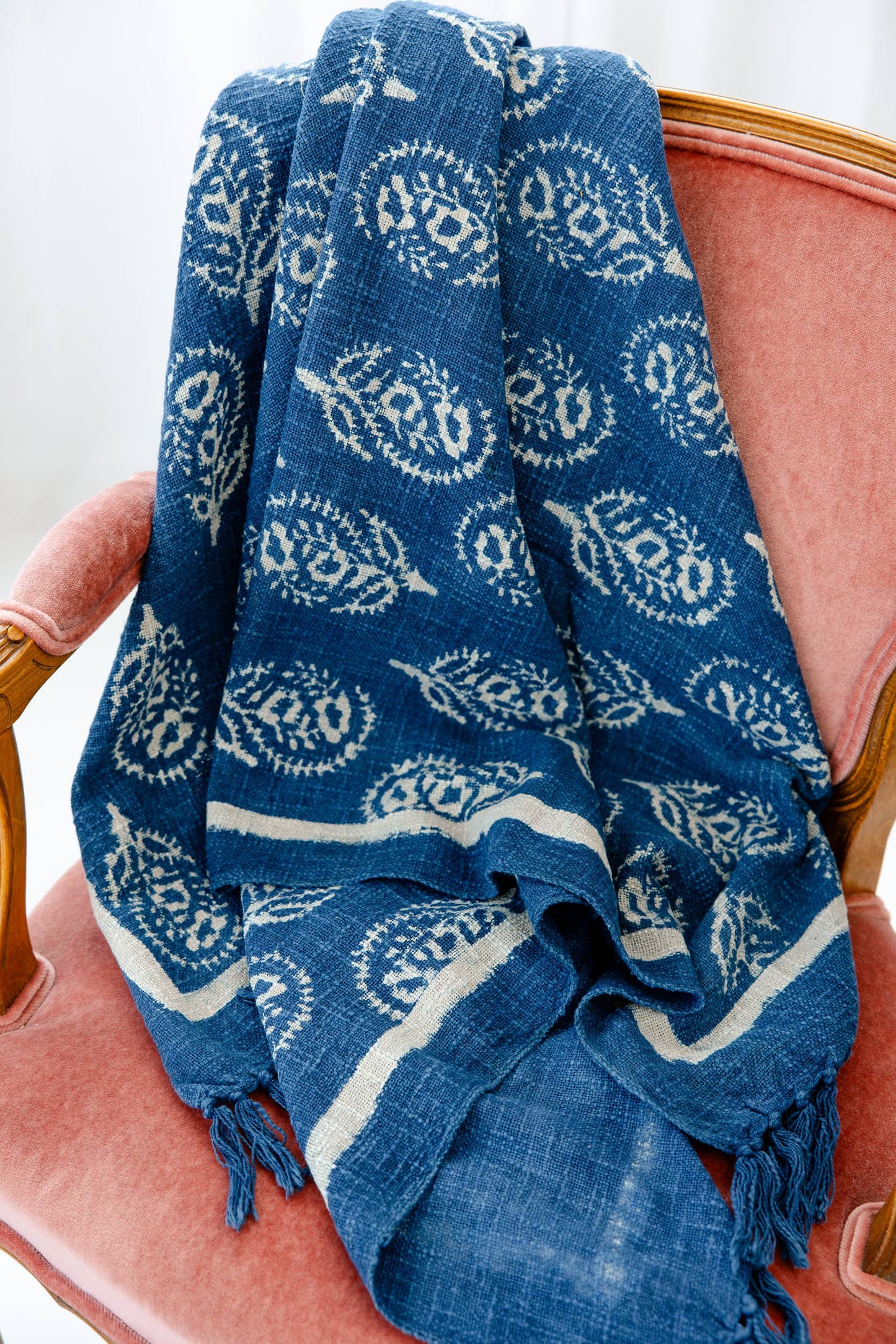 Cobalt Paisley Throw Blanket