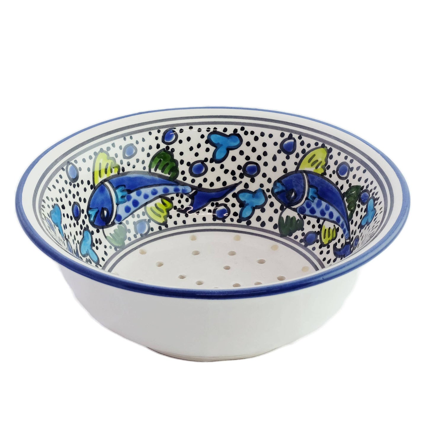 Blue Fish Ceramic Berry Bowl