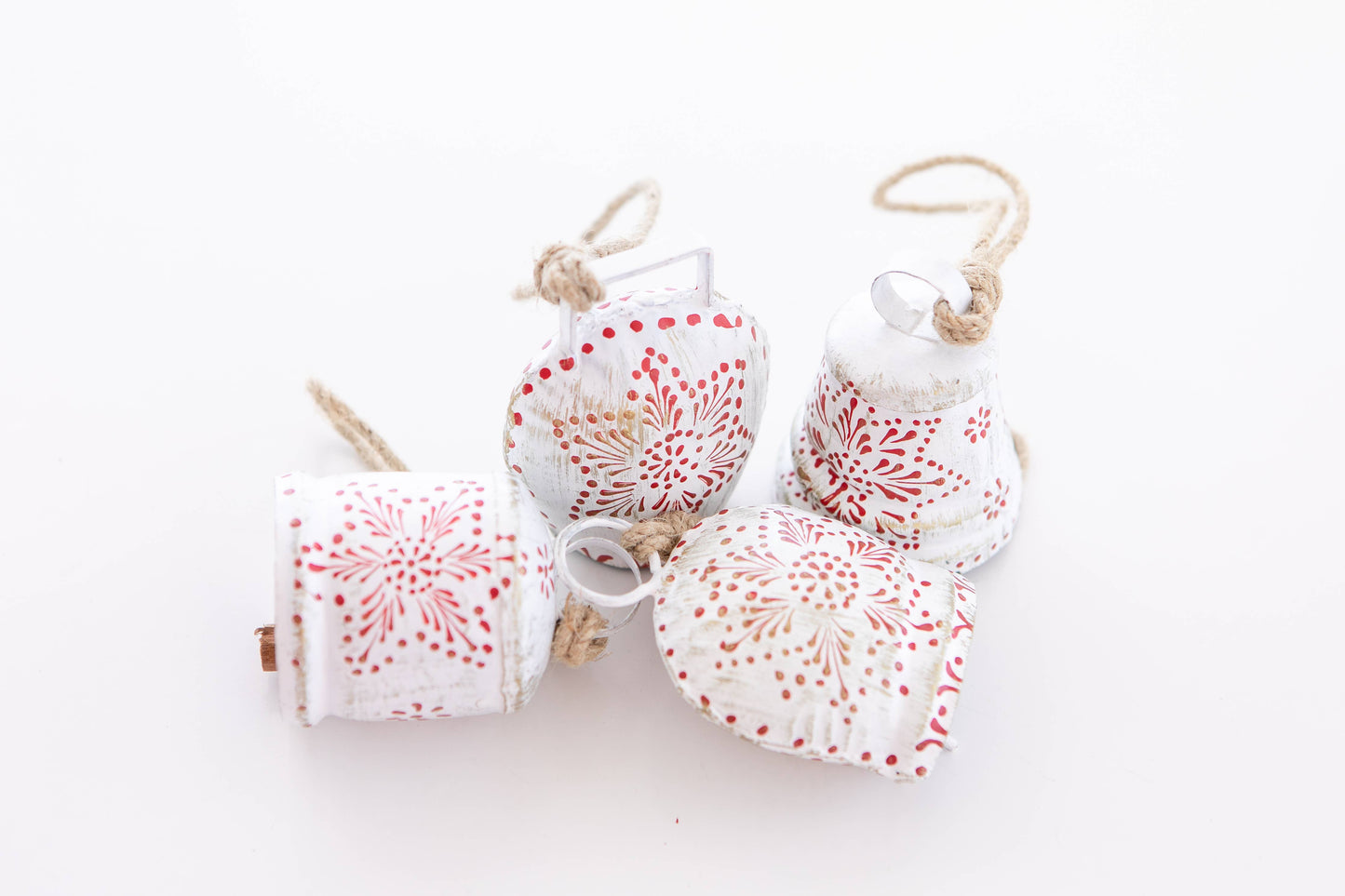 Hand Painted White Rimmed Christmas Bell