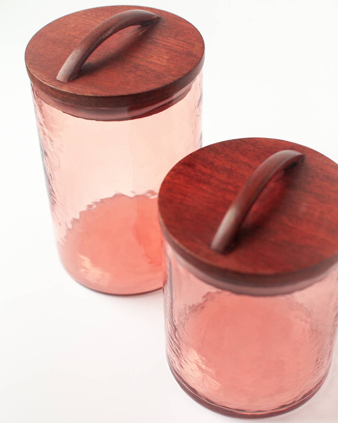 Handblown Hammered Glass Canisters: Small / Blush