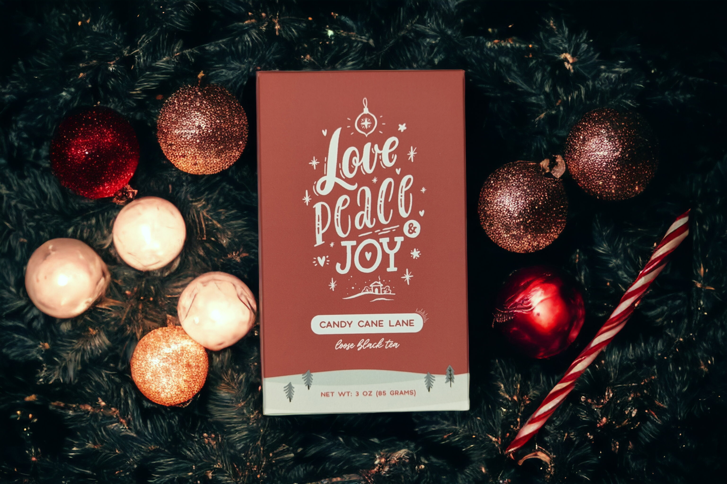 Candy Cane Lane Black Tea with Peppermint - Christmas Gift: 3 oz Box