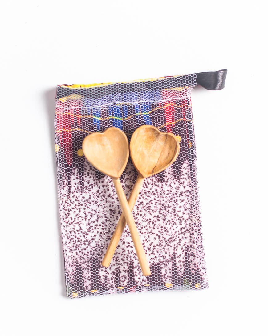 Olive Wood Heart Spoon Set