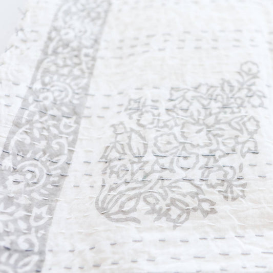 Kantha Stitch Bedcover: Gray