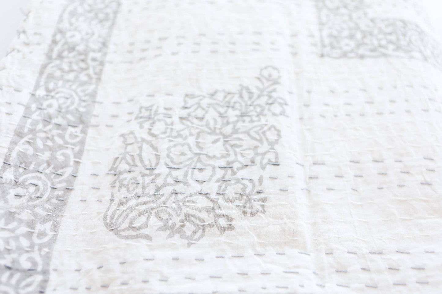 Kantha Stitch Bedcover: Blue