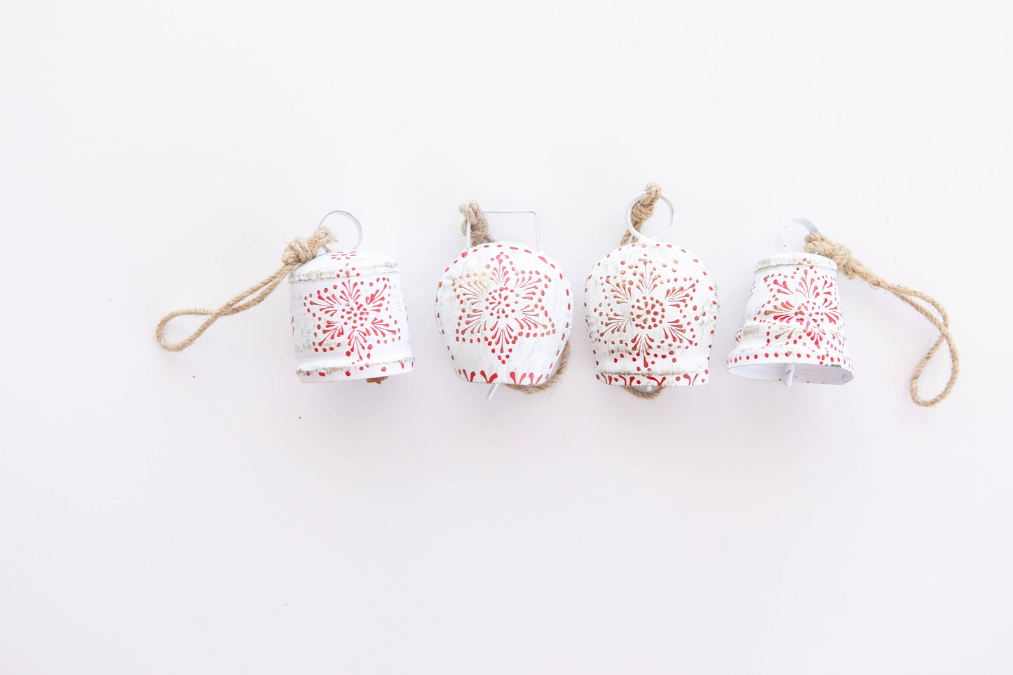 Hand Painted White Rimmed Christmas Bell