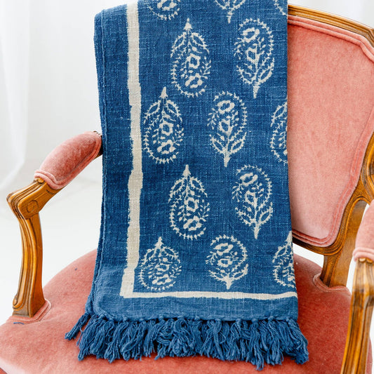 Cobalt Paisley Throw Blanket