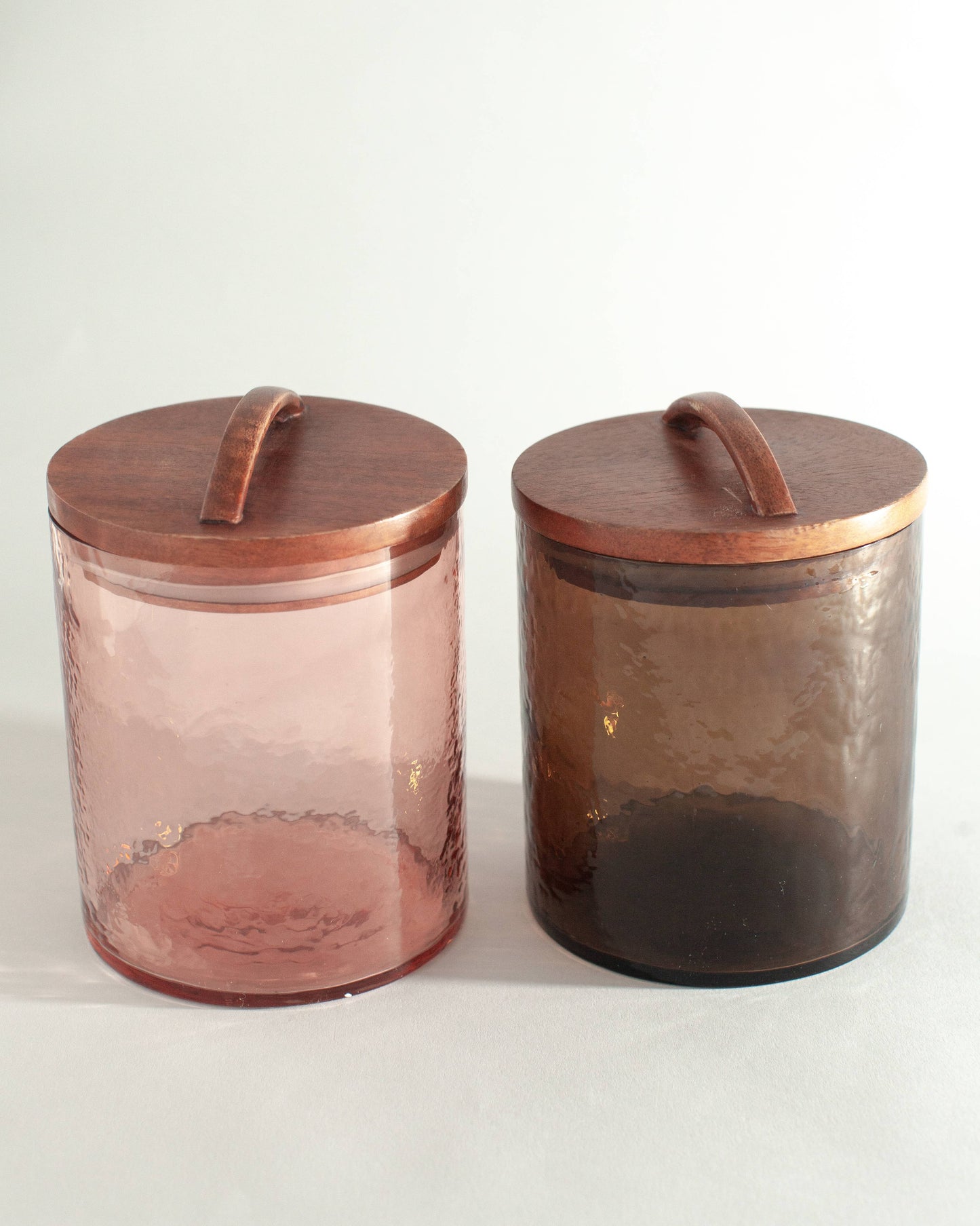 Handblown Hammered Glass Canisters: Small / Blush