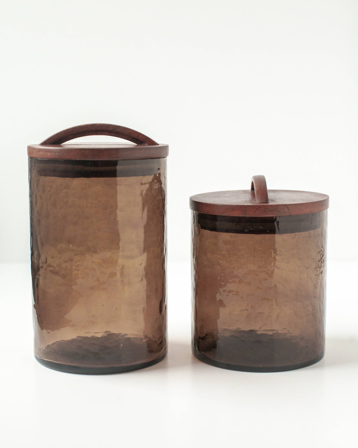 Handblown Hammered Glass Canisters: Small / Blush