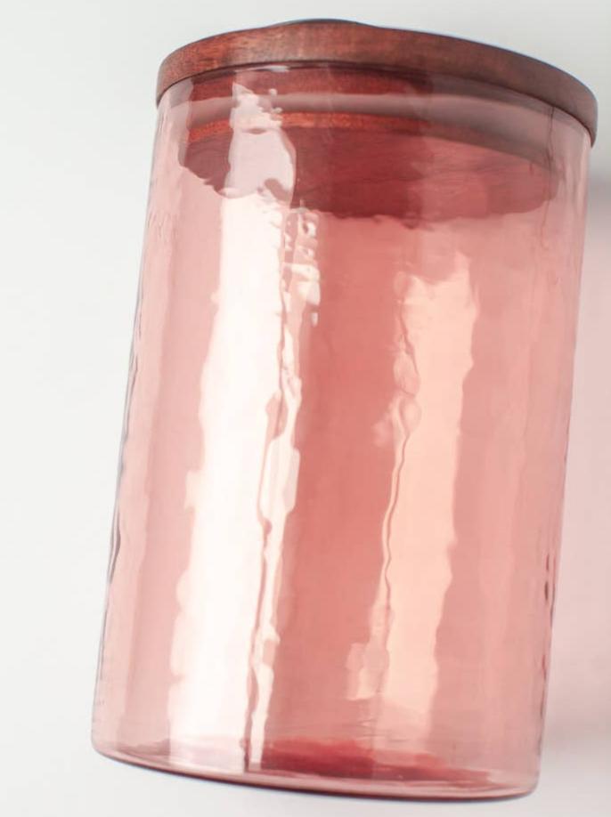 Handblown Hammered Glass Canisters: Blush