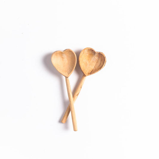 Olive Wood Heart Spoon Set