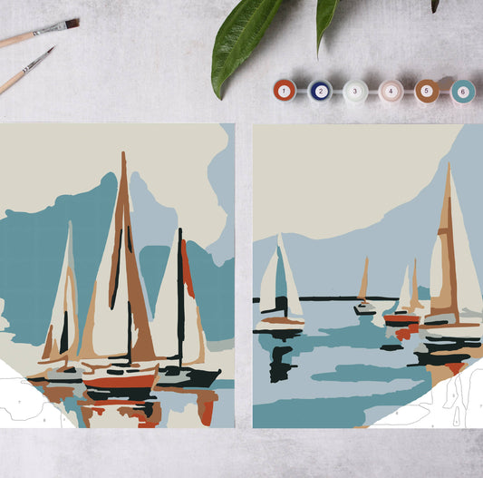 Sailboats at Sea Paint-By-Numbers kit