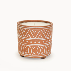 Hand Etched Terracotta Garden Pot Candle