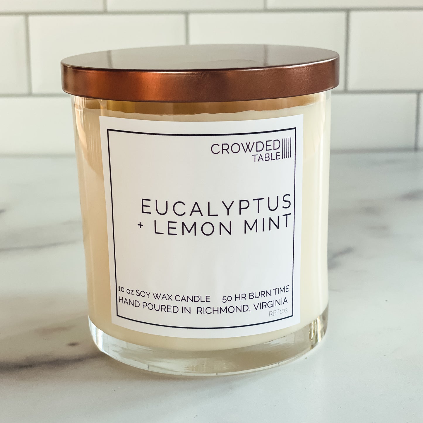 Eucalyptus + Lemon Mint 10 oz. Pure Soy Wax Candle