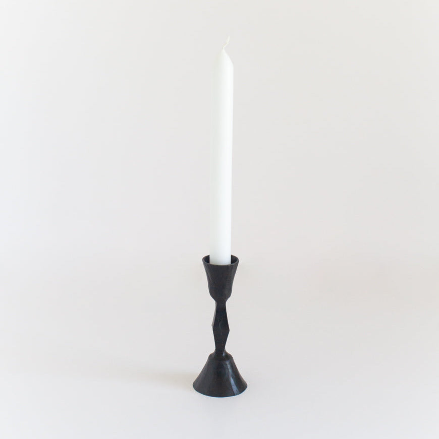 Low Diamond Hand-Forged Iron Candle Stand-5