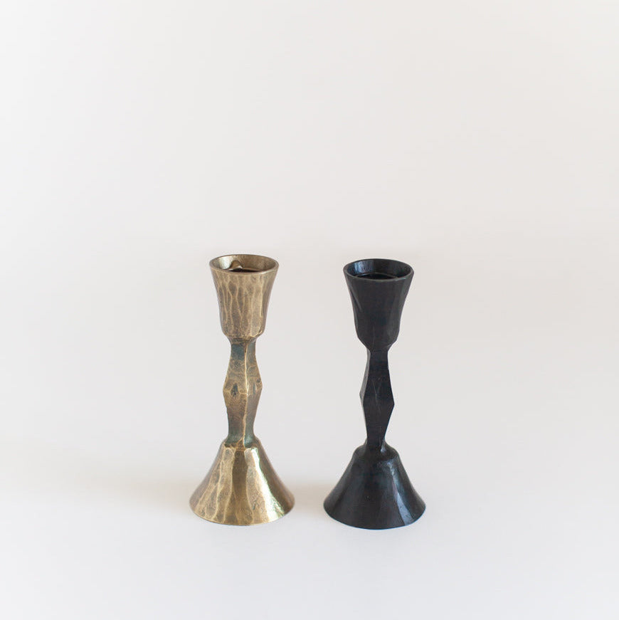 Low Diamond Hand-Forged Iron Candle Stand-3